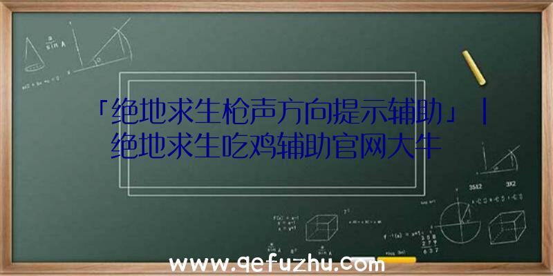 「绝地求生枪声方向提示辅助」|绝地求生吃鸡辅助官网大牛